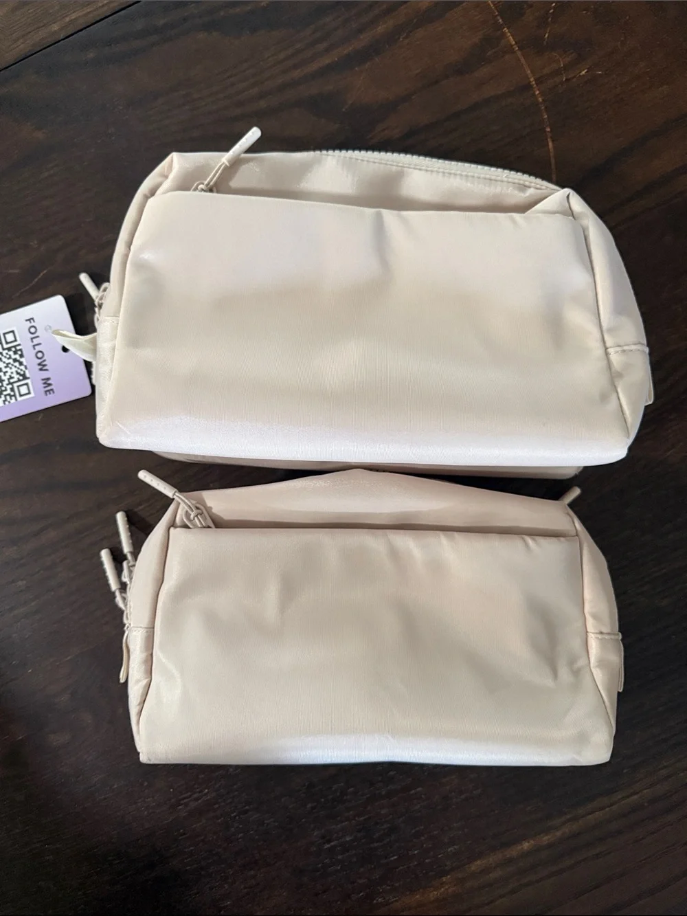 Iris and Rainbow Cream Cosmetic Bag Set — 2-Piece Travel Makeup Pouches